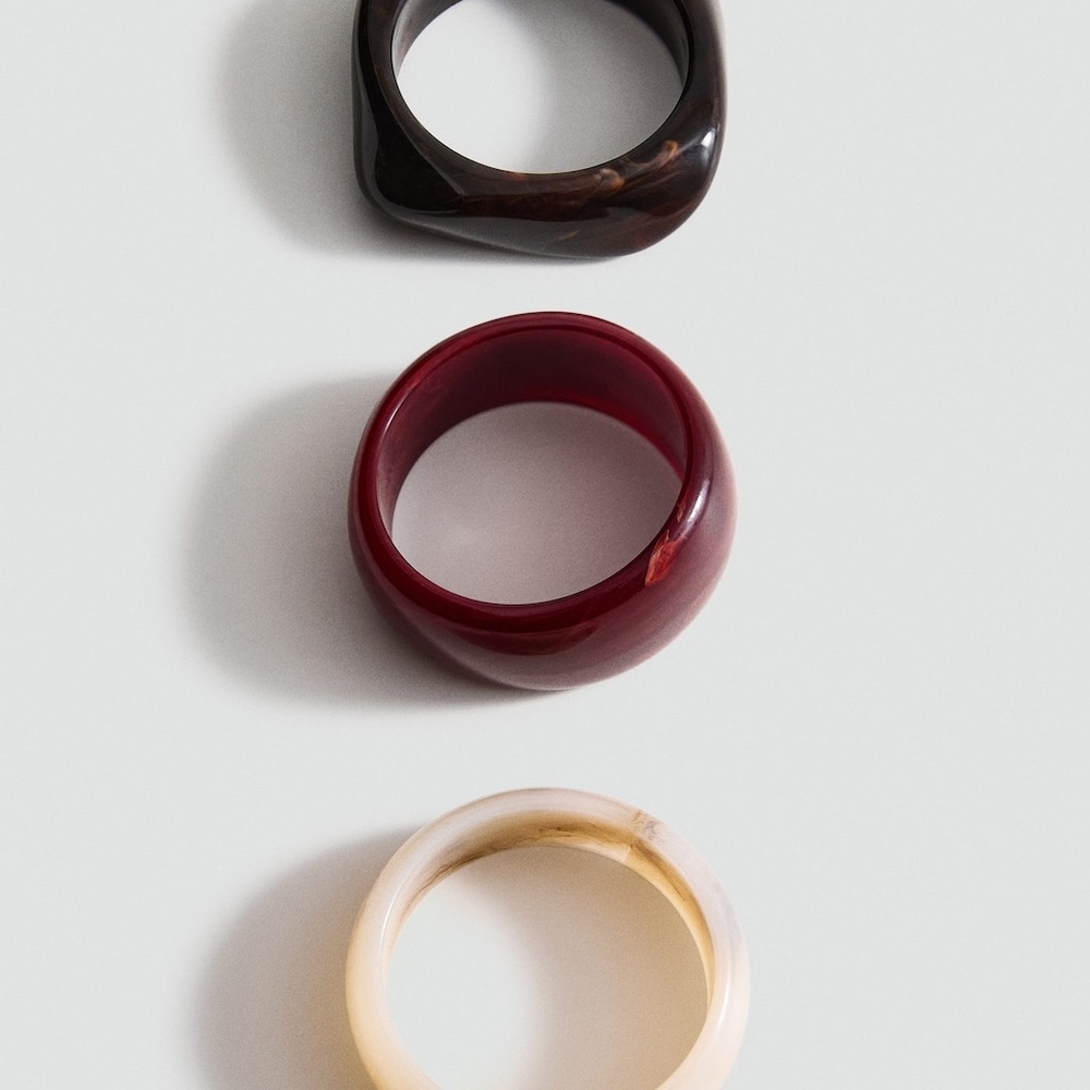 MANGO - Set of 3 combined volume maxi bracelets red - One size - Woman